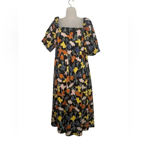 ELOQUII New NWT Black Floral Fit And Flare Dress Size 20 - Picture 5 of 8